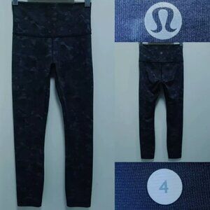 Lululemon High Times Leggings 4 XS Woman's Poppy Petals Dark Slate Hi Crop Rise